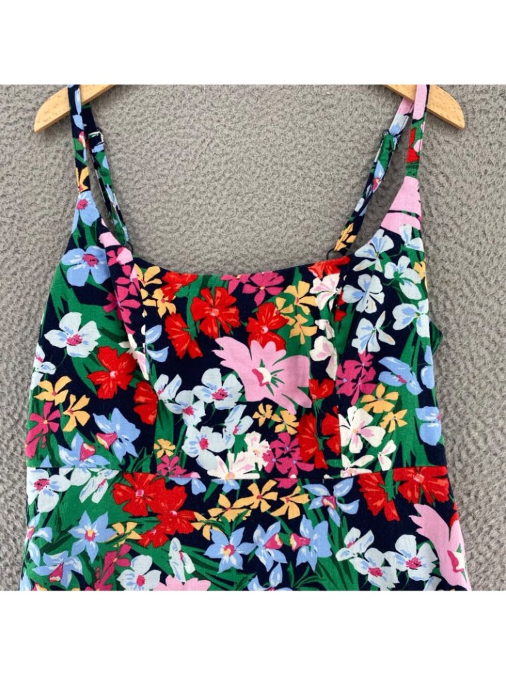 Old Navy Dress Womens Extra Large Navy Multi Floral Linen Fit & Flare Sundress - Picture 2 of 11